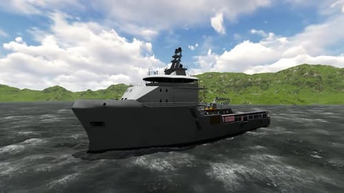 Das Ölschiff segelt tagsüber