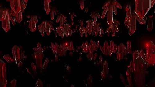 Red Glowing Geometric Crystals Abstract Looping Background