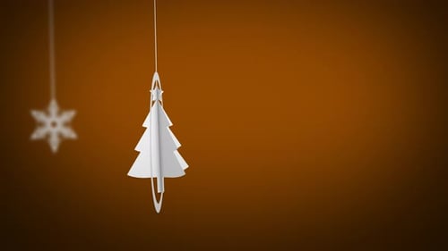 Elegant Paper Cut Christmas Tree Ornament Swaying Animation