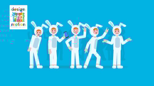 Animated Bunny Character: Flat Design Action Loops