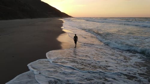Sadness Alone Walking Beach Drone