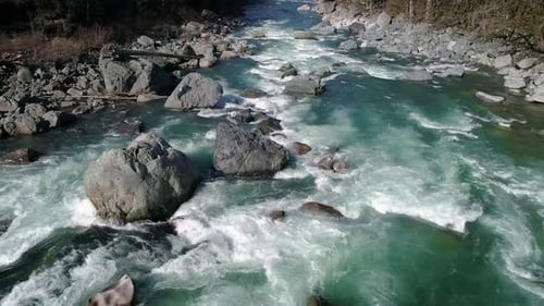 Stunning Nature Aerial Flowing Turquoise River Rapids