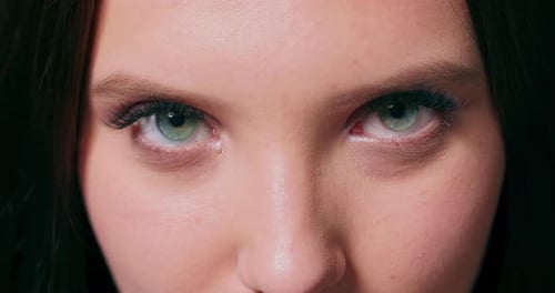 Dramatic Close-up of a Young Woman's Eyes