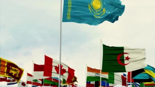 National Flags Waving, Highlighting a Single Country's Flag