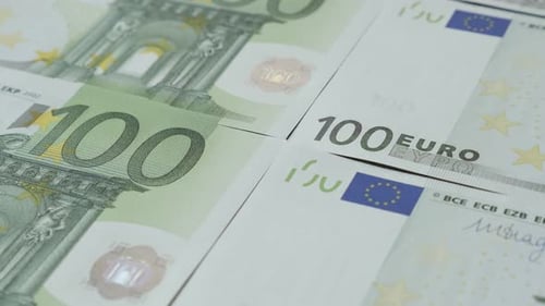 Close Up of 100 Euro Bills