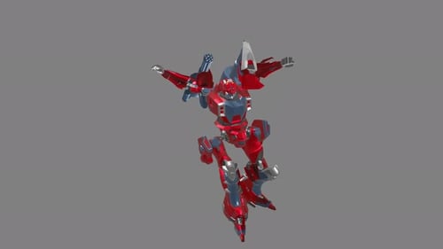 Futuristic 3D Red Robot Mech Animation Loop