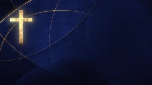 Animated Golden Cross with Flowing Lines Religious Background