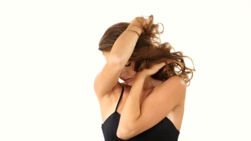 Woman Posing, Running Hands Through Her Hair