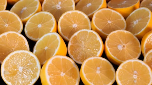 Fresh Lemon Halves Close Up