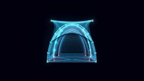 Holographic Tent 3D Wireframe Model Digital Technology Animation