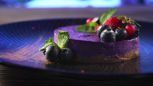 Delicious Berry Dessert with Fresh Blueberries and Strawberries