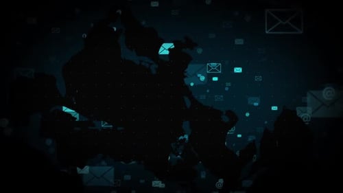 Global Digital Network with Animated Email and At Symbols