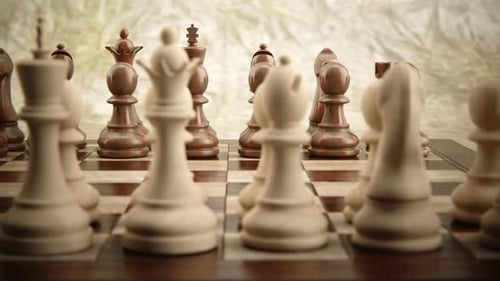 Strategic Chess Board Game Pieces Dynamic Camera Animation