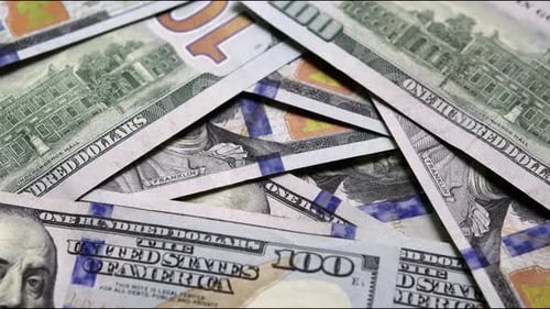 Close Up Shot of Scattered Hundred Dollar Bills
