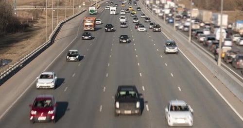 Highway Traffic Time Lapse During Sunny Day