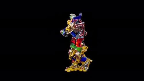 Rotating 3D Mechanical Robot with Complex Parts Animation
