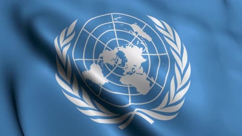 Realistic United Nations Flag Waving Seamless Loop Animation