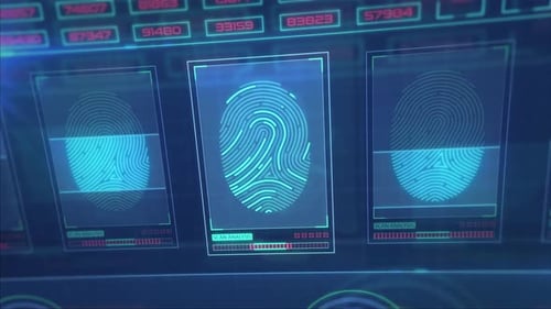 Digital Fingerprint Scan Analysis on Futuristic Interface