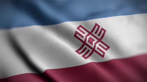 Mari El Flag Waving in Realistic Fabric Animation Loop