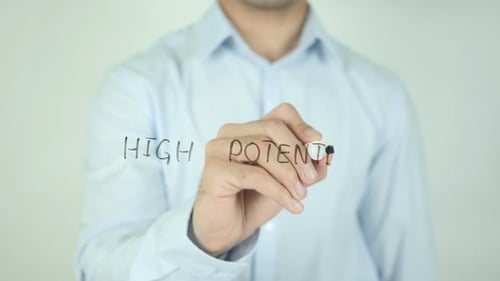 Writing 'High Potential' on Clear Surface