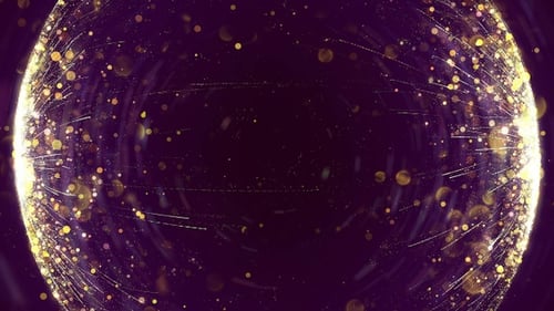 Shimmering Golden Particle Sphere Loop Background