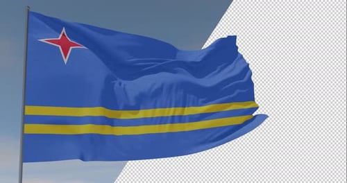 Waving Flag of Aruba with Alpha Channel