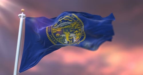 Animated Nebraska State Flag Waving with Realistic Fabric