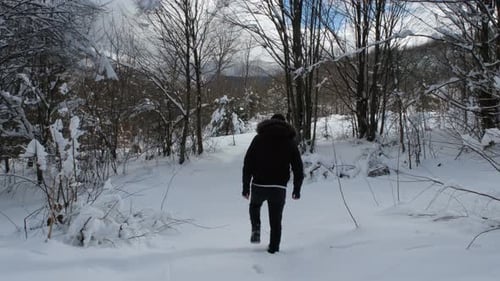Man Walking Snow