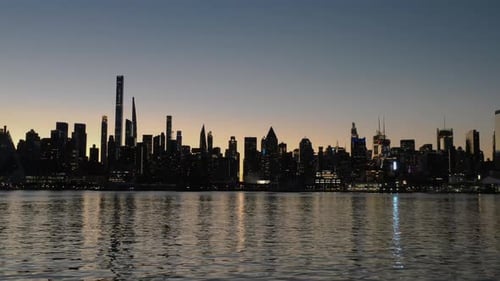 New York City Skyline Silhouette Sunrise