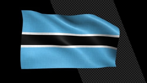 Realistic Waving Botswana Flag Animation with Alpha Channel