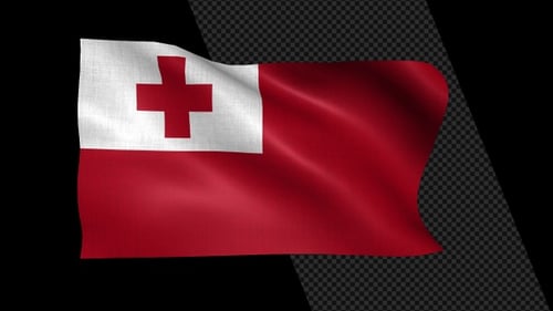 Tonga Flag Waving Loop Animation