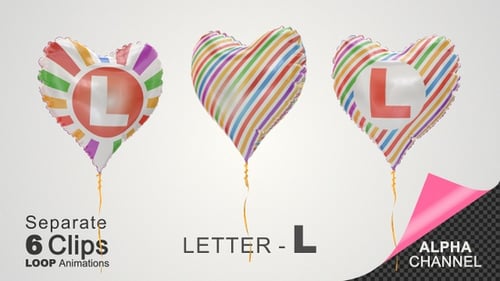Heart Shaped Letter L Balloon with Colorful Stripes
