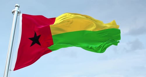 Guinea-Bissau Flag Waving Realistic 3D Loop Animation