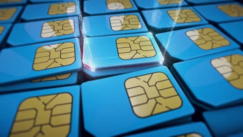 Digital SIM Card Network Connecting with Data Transfer Animation