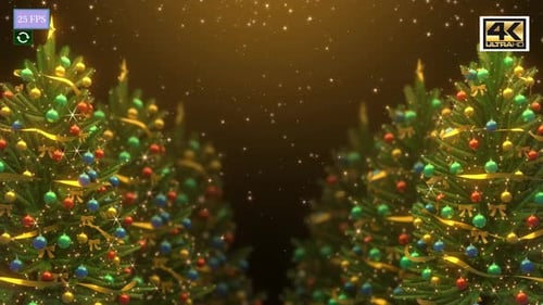 Festive Christmas Trees Background with Twinkling Stars