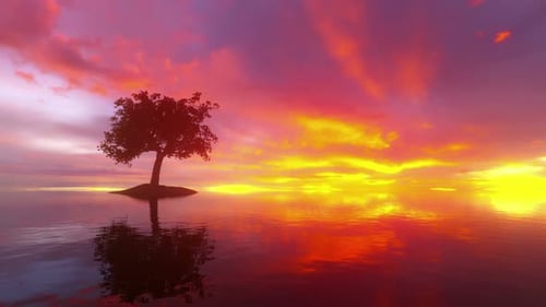 Wunderschöner Sonnenuntergang spiegelt sich im Wasser