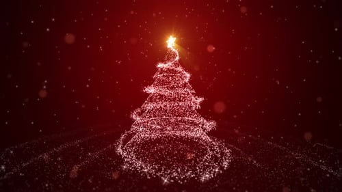 Glowing Particle Christmas Tree Reveal with Winter Snow