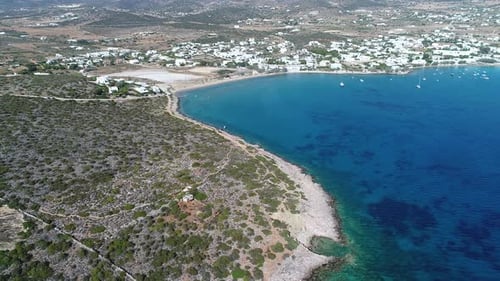 Village of Aliki on the island of Naxos in the Cyclades in Greece from the sky
