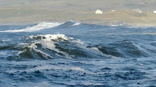 Rough Atlantic Ocean One Day After Storm Atiyah Passed By on Dezember 08 2019.