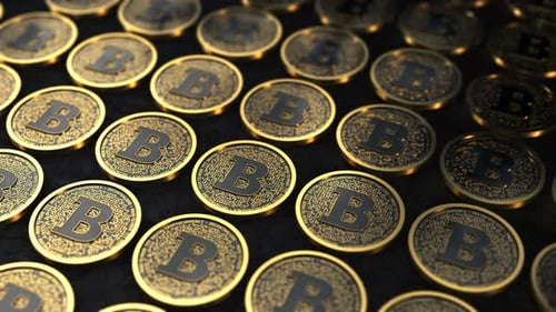 Golden Cryptocurrency Digital Coins Seamless Loop Animation