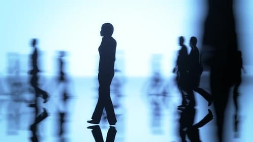 Modern Abstract Silhouettes of People Walking Forward