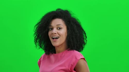 Smiling Woman Posing on Green Screen