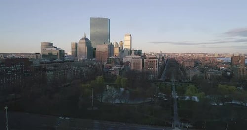 Downtown Boston and Common Park Aerial