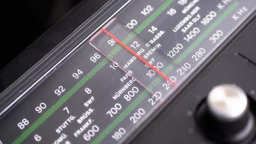 Vintage Radio Frequency Dial Tuning Through Stations