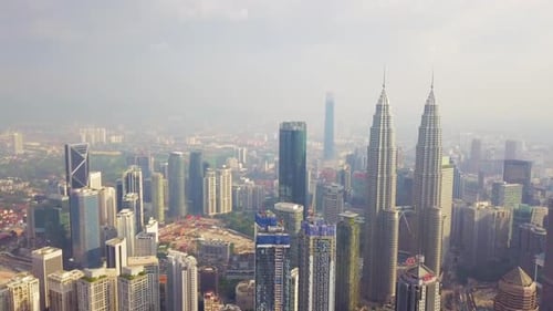 Aerial view of Kuala Lumpur Downtown, Malaysia in urban city in Asia. Skyscraper high-rise buildings