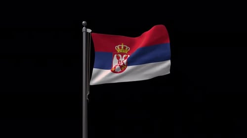 Realistic Serbian Flag Waving Loop on Alpha Channel