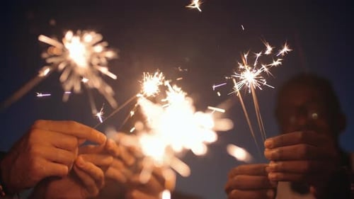 People with Sparklers Celebrating