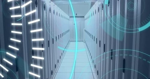 Futuristic 5G Network Technology Data Center Digital Overlay