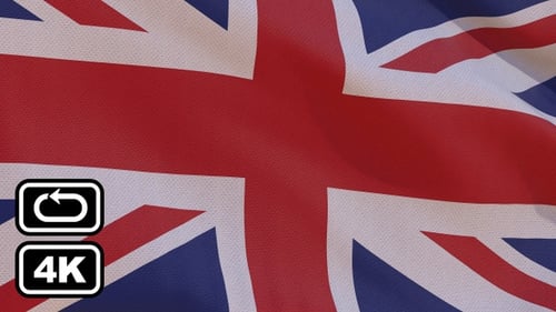 Realistic Waving United Kingdom Flag Loop Background