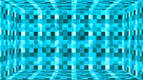 Glowing Blue Tiled Room Abstract Background Loop